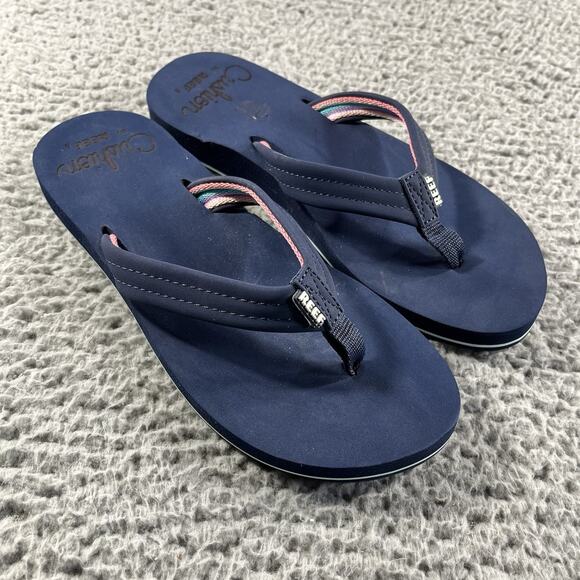 REEF CUSHION BREEZE FLIP FLOPS WOMENS 8 BLUE SANDALS COMFORT BEACH OUTDOORS - Picture 1 of 5